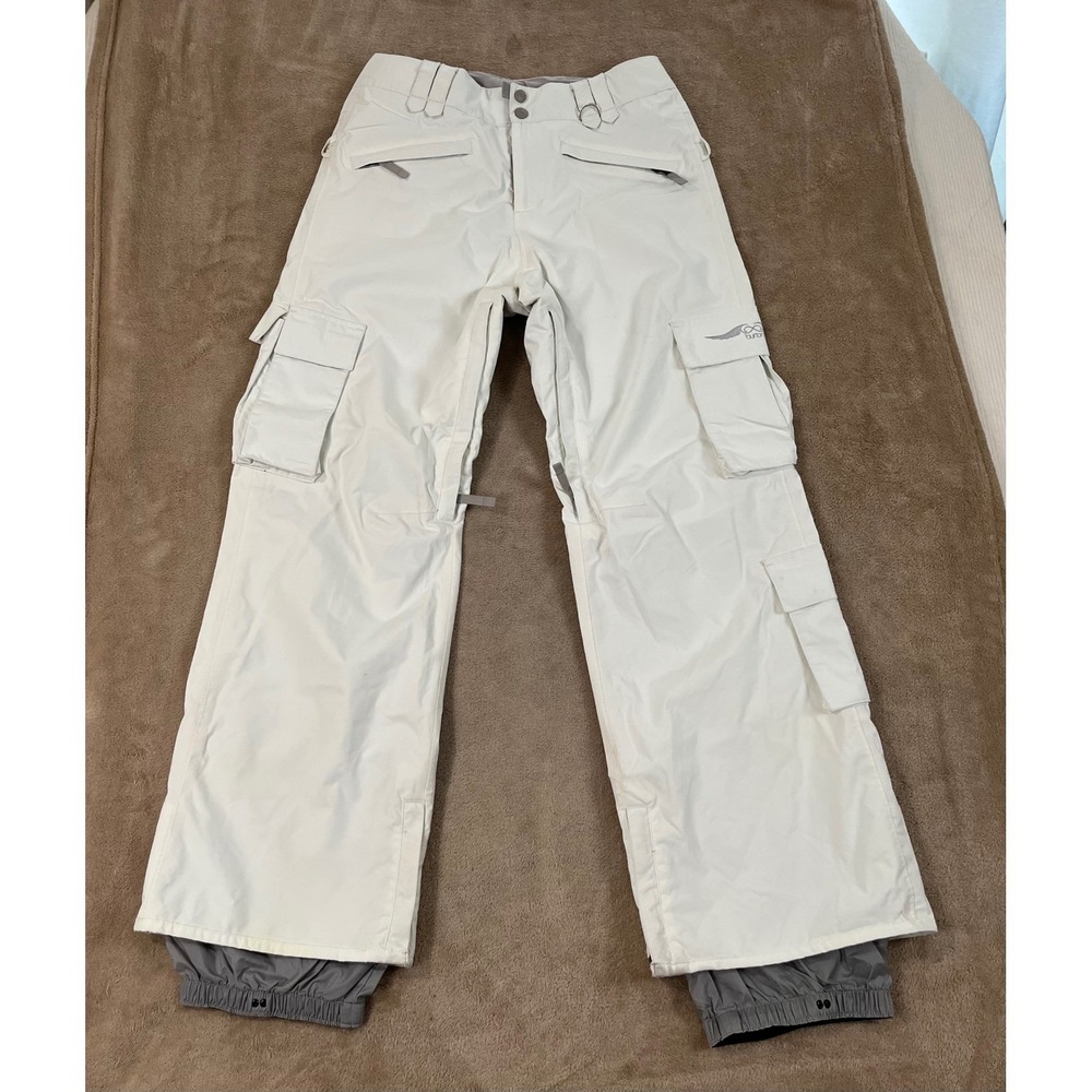 Burton Cargo Snowboard Snow Pants Women's Small White Lined Utility Winter